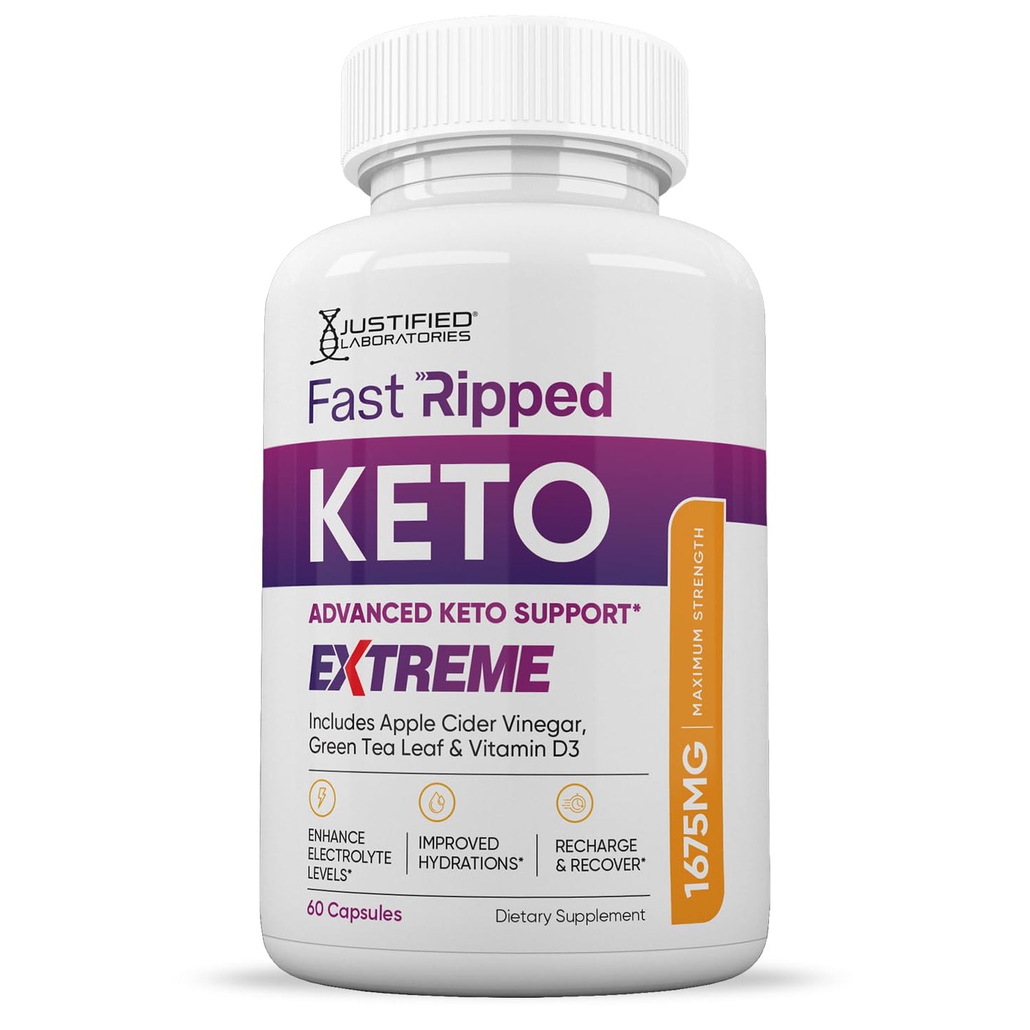 Justified Laboratories Fast Ripped Keto ACV Extreme Pills 1675MG Keto Support Blend 180 Capsules