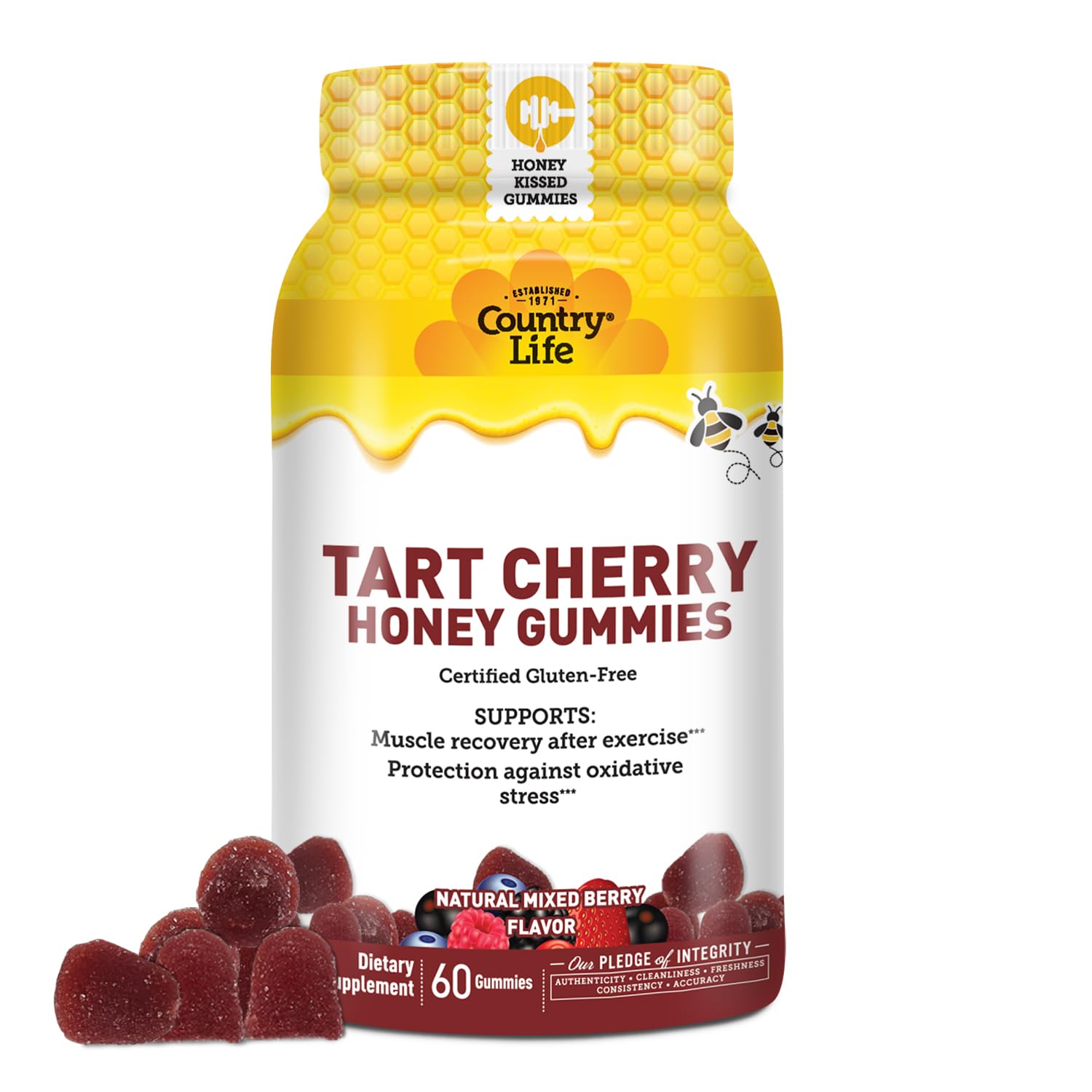 Country Life Tart Cherry Honey Gummies 60 Count