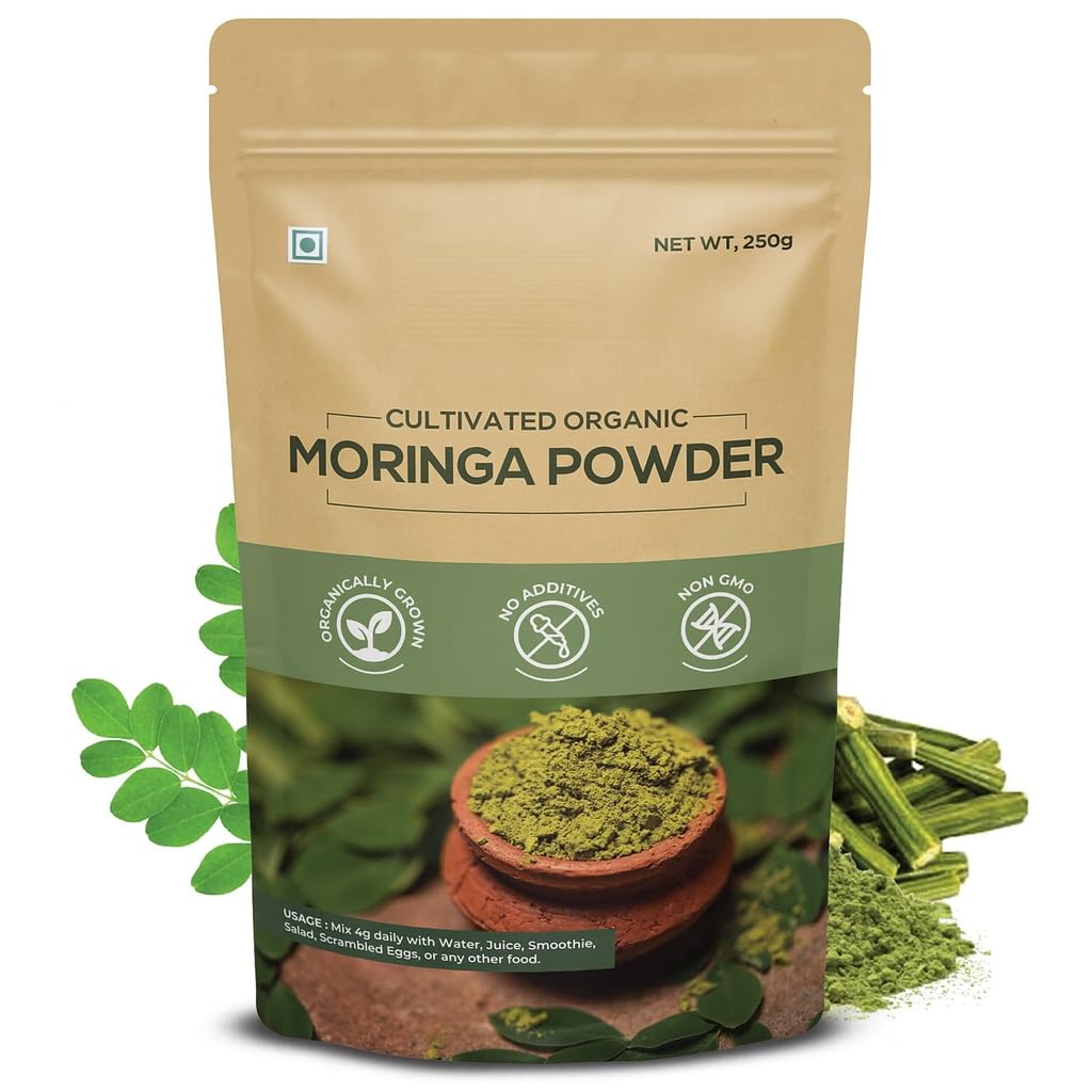 FARMVEDIC Organic Moringa Powder, Natural Multivitamin Protein Rich Drumstick Leaf Powder for Hair and Skin, 8.81 Ounce