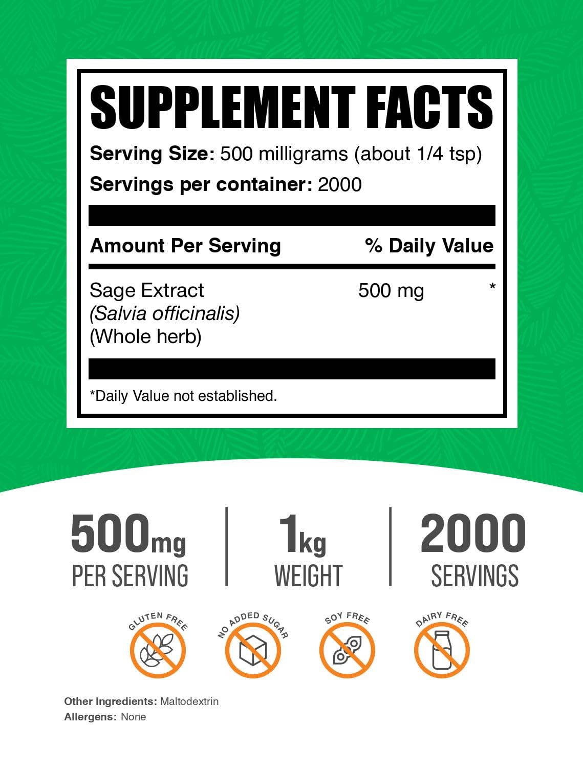 BulkSupplements Sage Extract Powder 35.27 Ounce