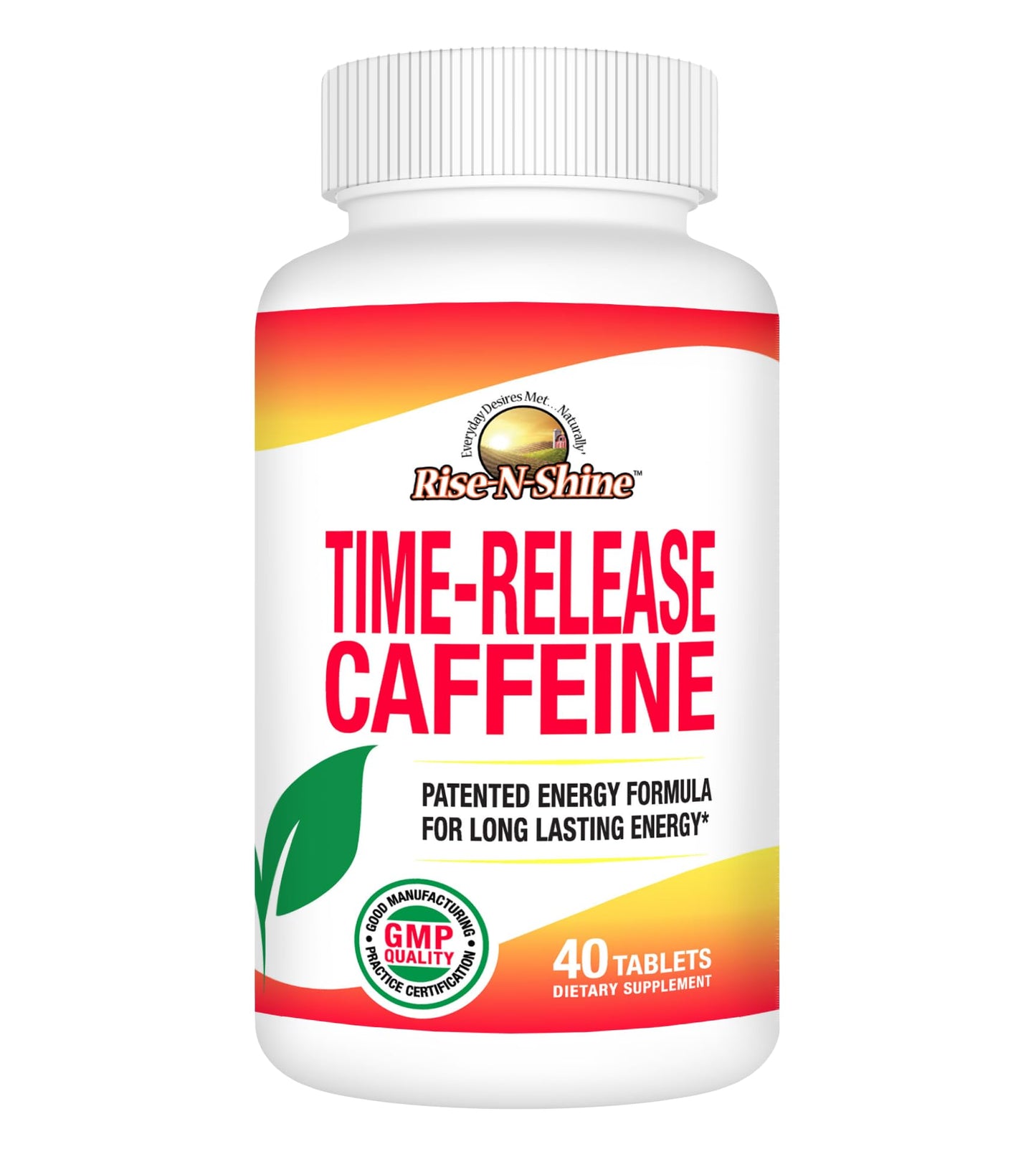 Rise-N-Shine Time Release Energy Support with L-Tyrosine, Thiamine, Vitamin B6, Vitamin B12, Thiamin & More Tablets, 40 Count