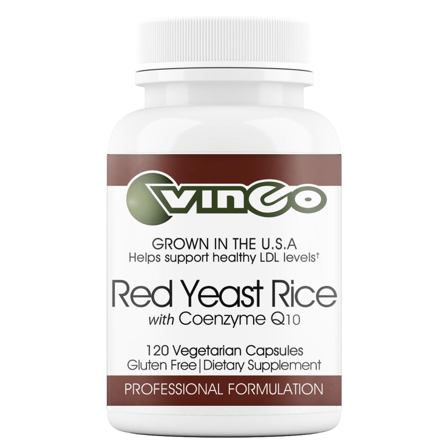 Vinco Red Yeast Rice with Coenzyme Q10 Dietary Supplement Capsules, 120 Count