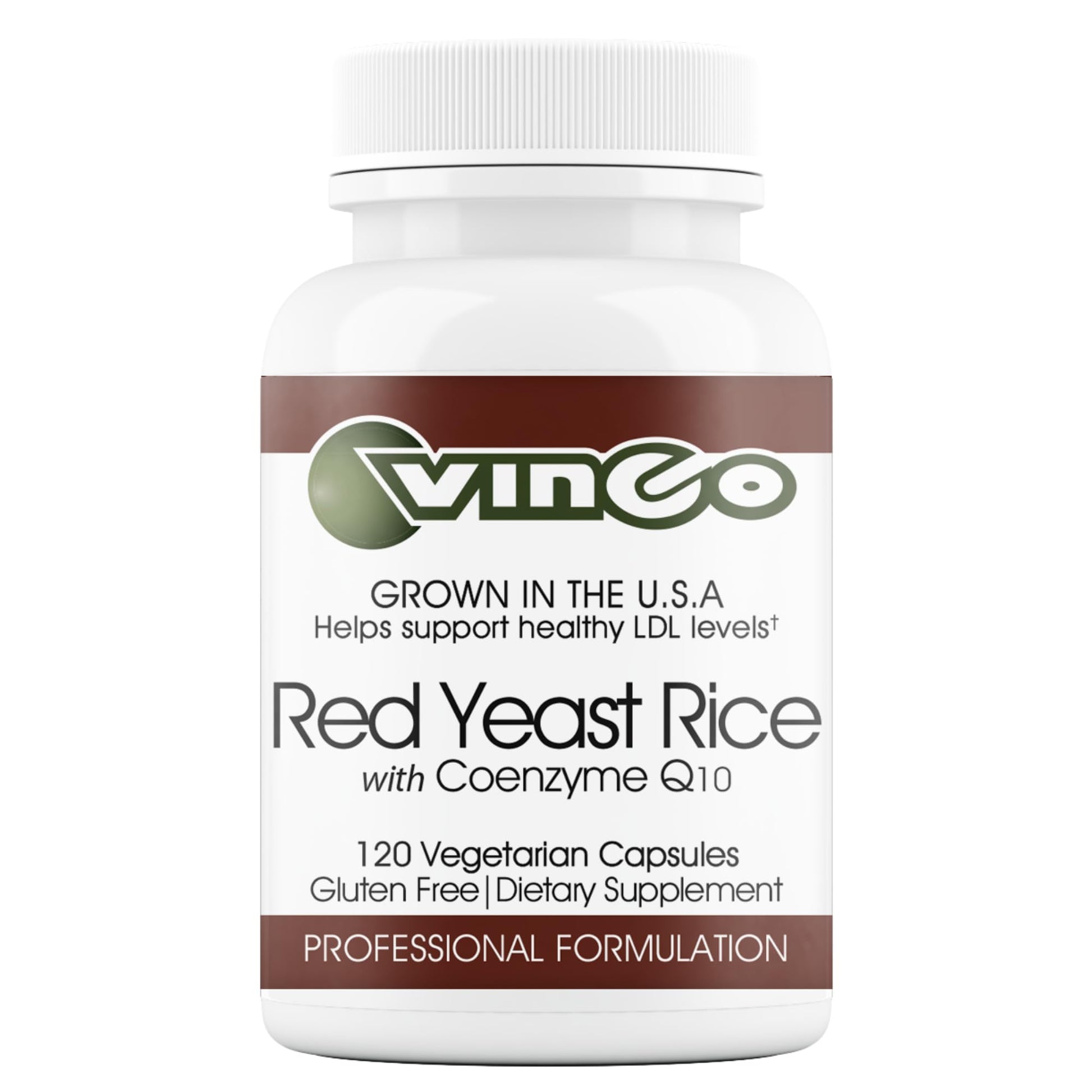 Vinco Red Yeast Rice with Coenzyme Q10 Dietary Supplement Capsules, 120 Count