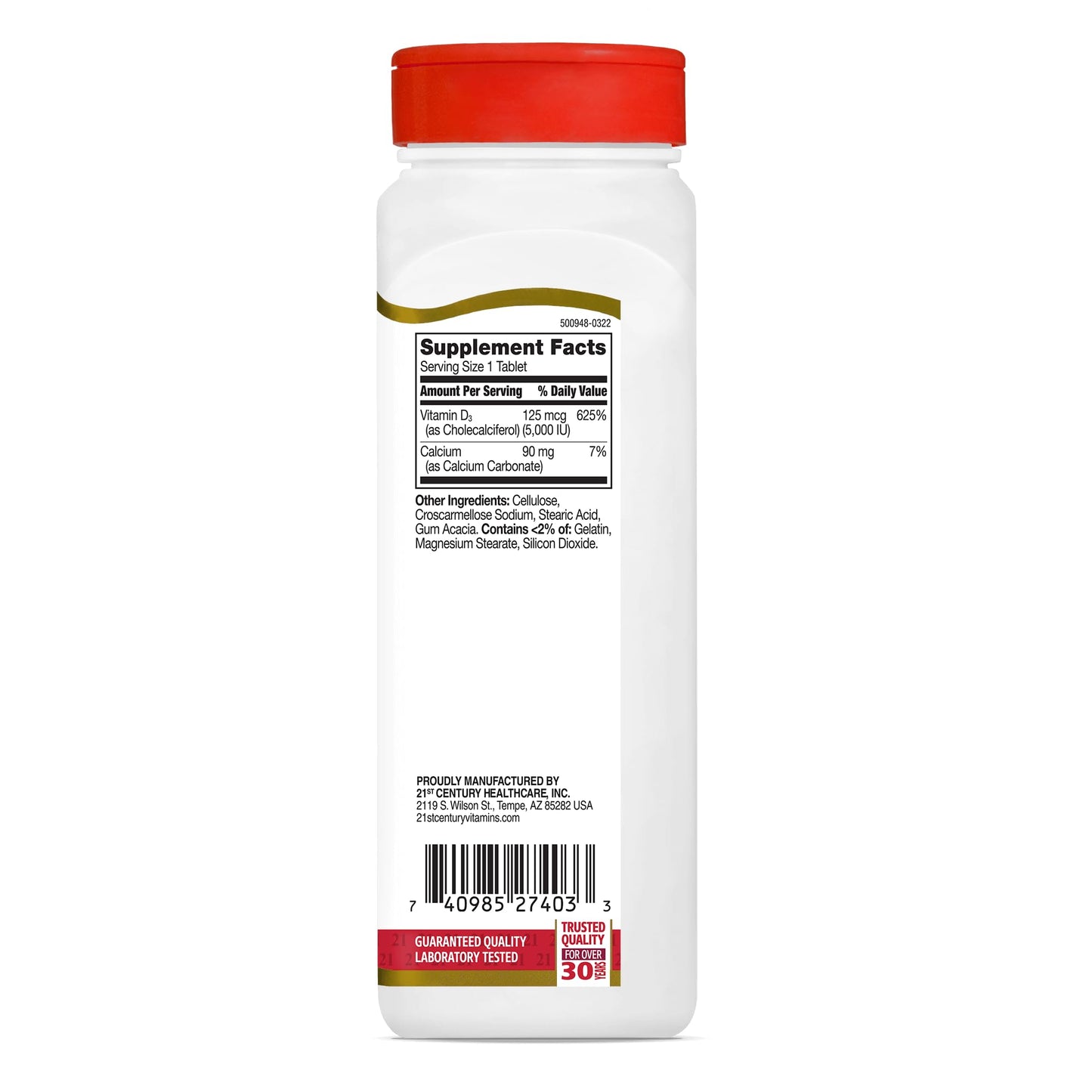 21st Century Vitamin D3 5000 IU Tablet, 360 Count