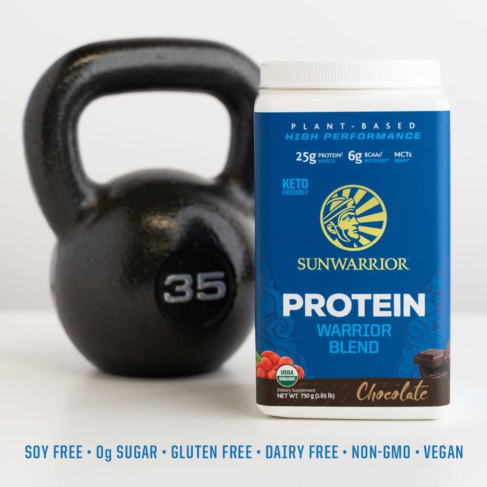 Sunwarrior Organic Plant Based Protein Powder Chocolate Flavor, 17 Servings