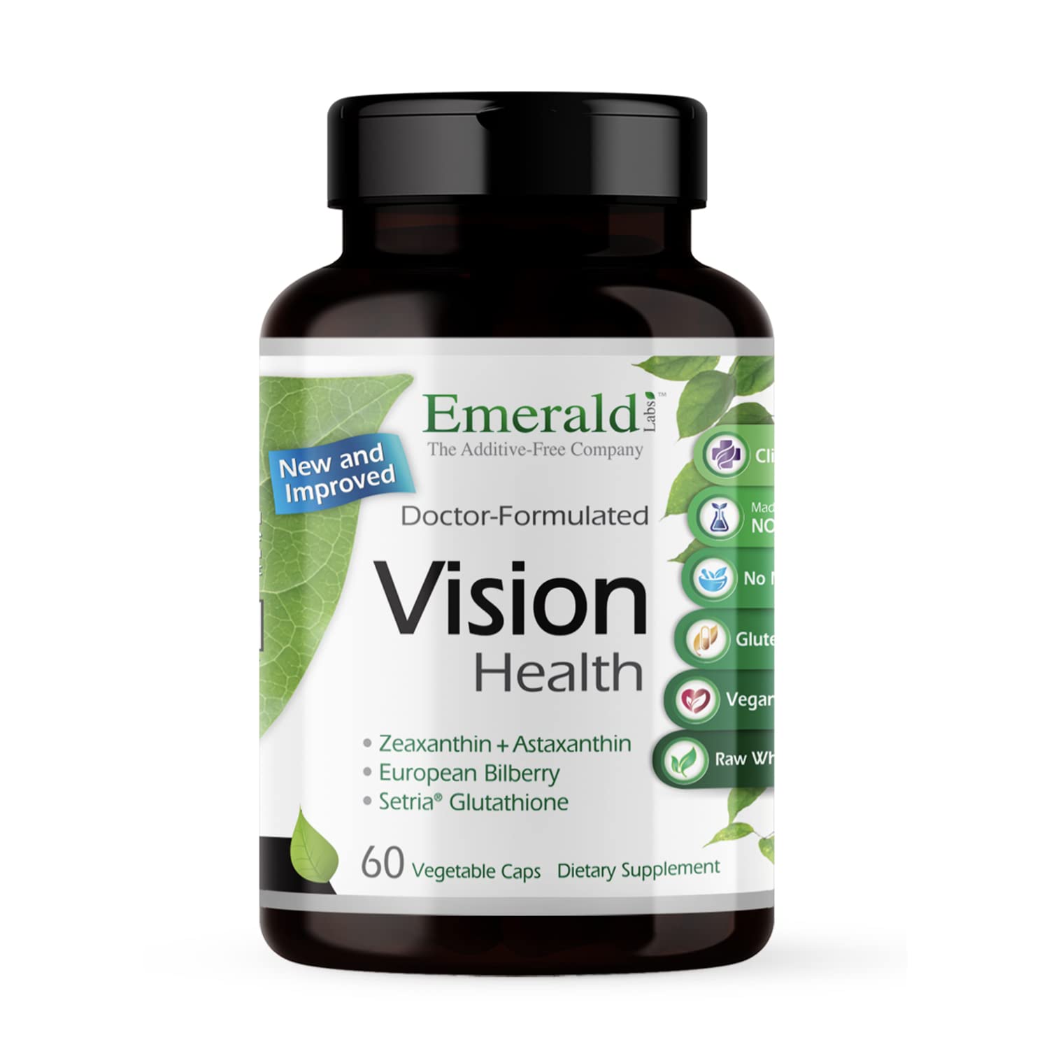 Emerald Labs Vision Health - Premium Eye Health Supplement with Lutein, Zeaxanthin & Albion Chelated Zinc, Capsules, 60 Count
