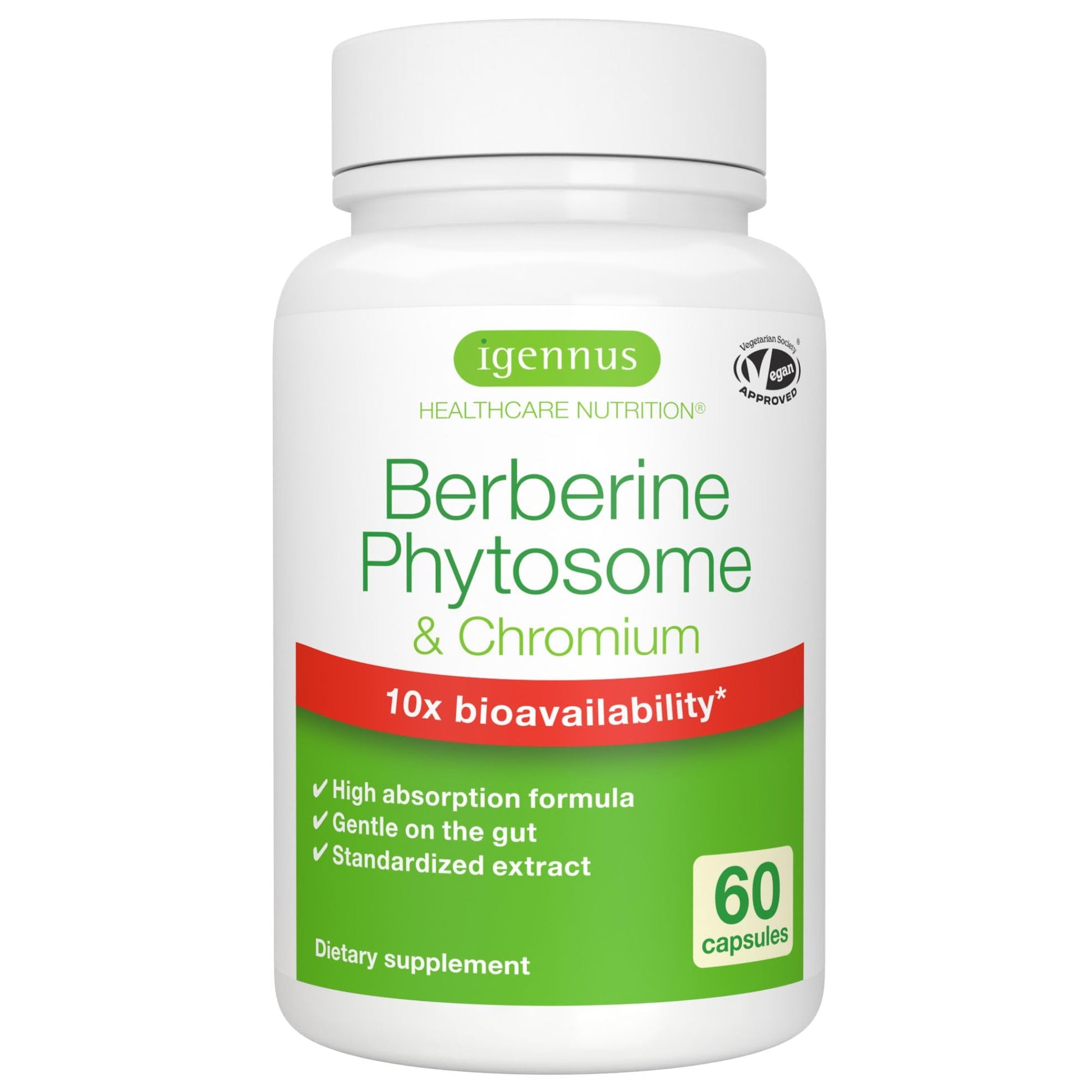 Igennus Healthcare Nutrition Berberine Phytosome 550mg with Chromium Capsule, 60 Capsules