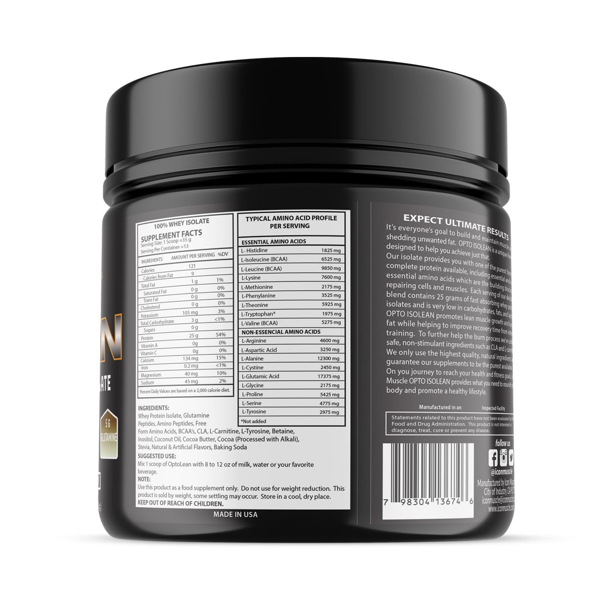Icon Muscle Isolean Whey Protein Isolate Powder, 16