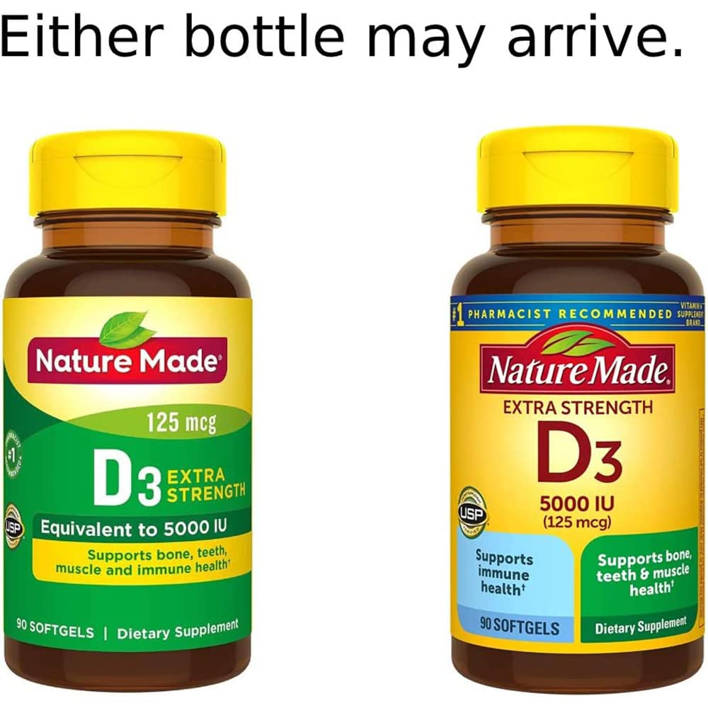 Nature Made Vitamin D3 5000 IU (125 mcg) Softgels 90