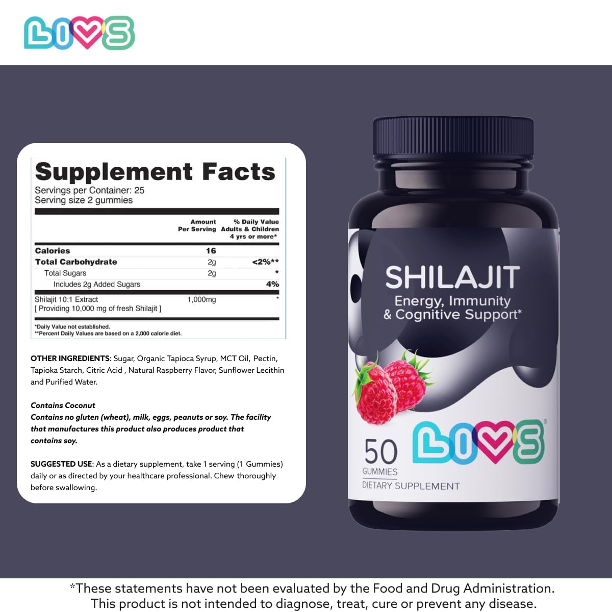 LIVS Himalayan Shilajit Gummies, 100 Count