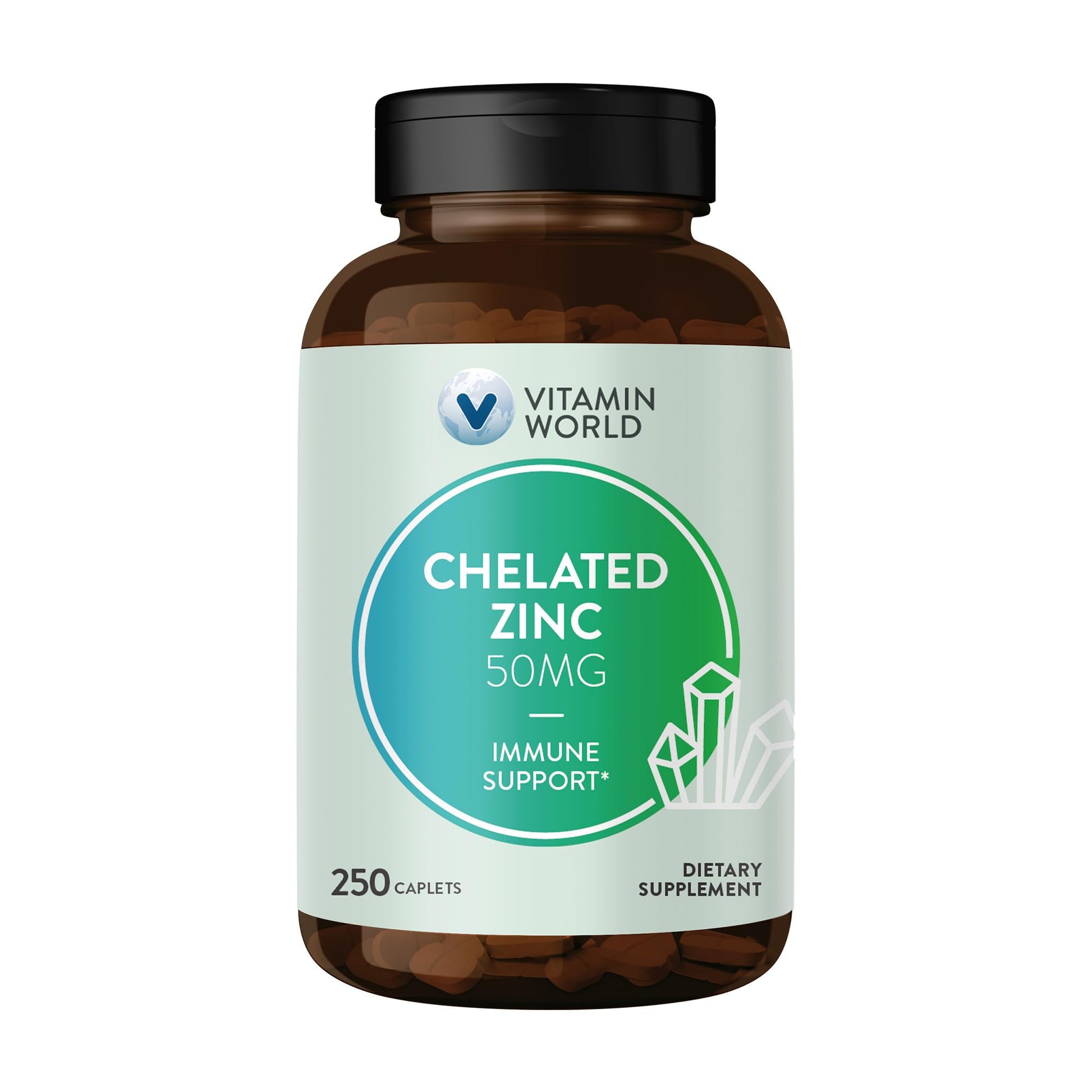 Vitamin World Chelated Zinc 50 mg Caplets, 250 Count