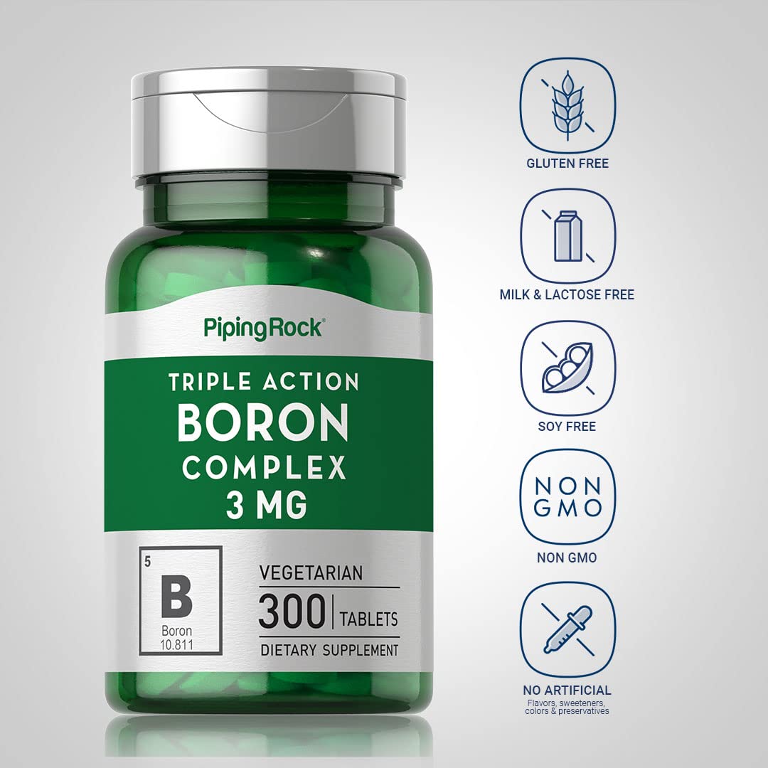 Piping Rock Boron Supplement for Men and Women Tablet, 300 Tablets