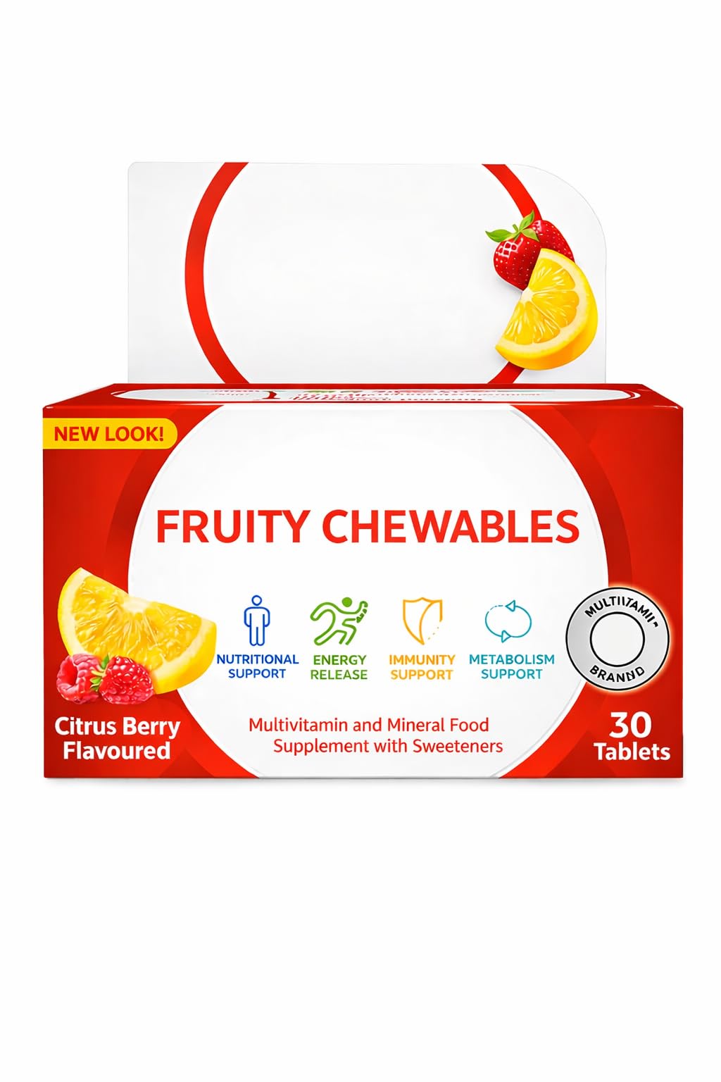 Generic Centrrum Fruity Chewable 30 Tablets Multivitamins and Energy Supports