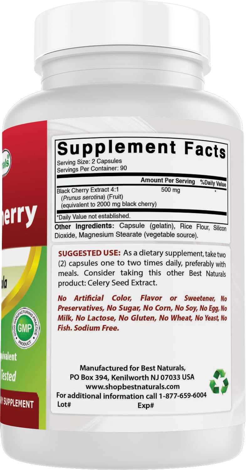 Best Naturals Black Cherry 1000 mg Capsule, 180 Capsules