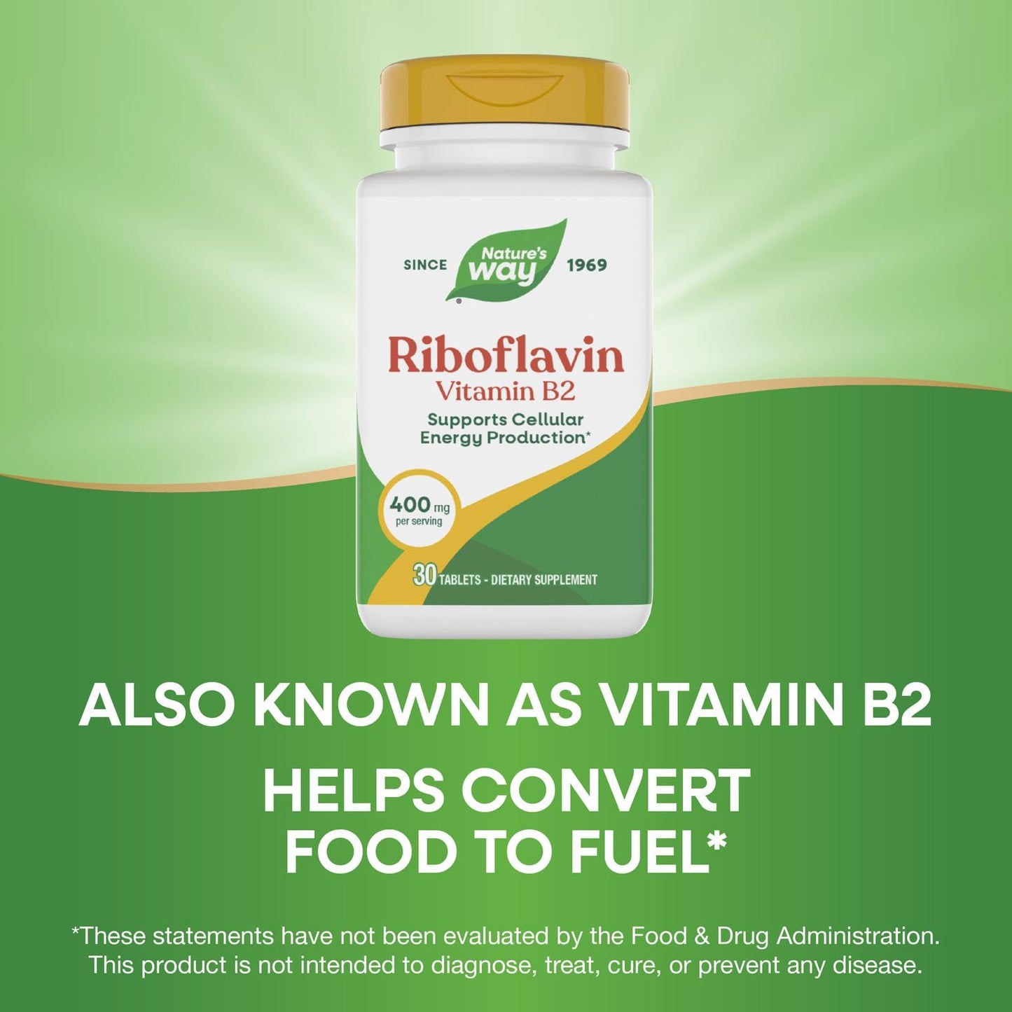 Nature's Way Riboflavin Vitamin B2 400 mg Tablet, 30 Tablets