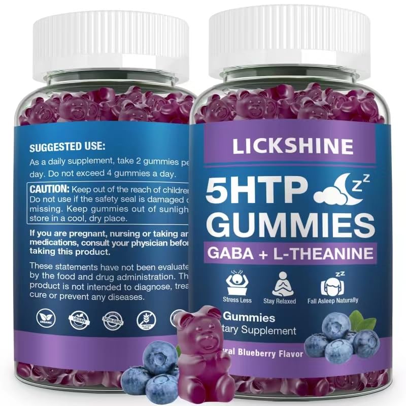 lickshine 300mg 5-HTP GABA Sleep Gummies, 60 Count