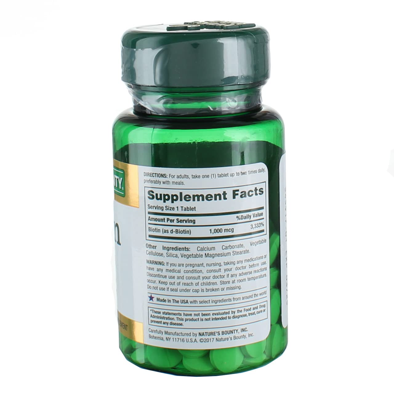 Nature's Bounty Biotin Coated Tablets 1000 mcg, 100 Tablets