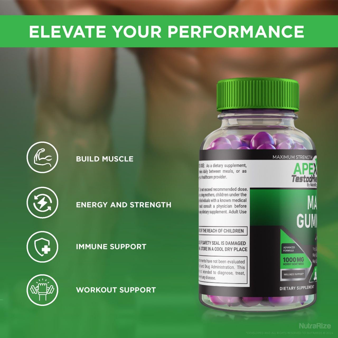NutraRize Apex Testodrive Gummies 60 Count