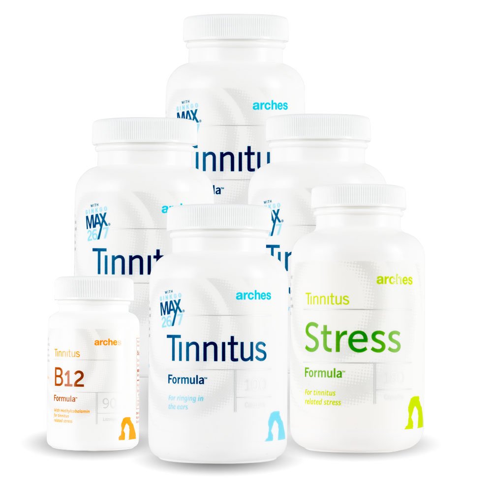 Arches Tinnitus Formulas Tinnitus Combo Pack with Ginkgo Max 26/7 Capsules, 6 Bottles