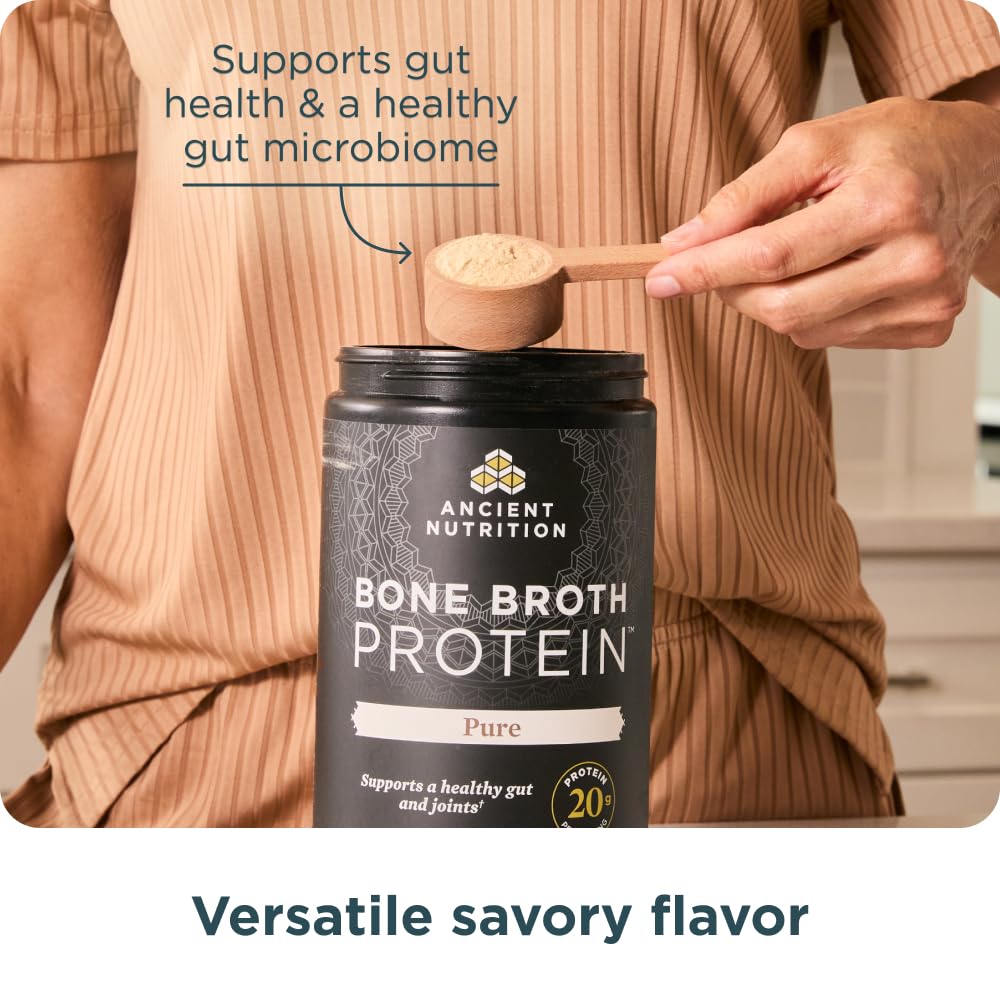 Ancient Nutrition Grass Fed & Cage Free Bone Broth Protein Powder, 20 Servings