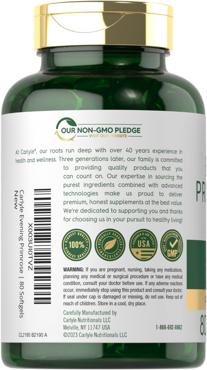Carlyle Evening Primrose Oil Supplement 1000mg Softgels 80