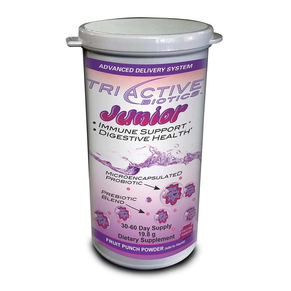Essential Source TriActive Biotics Junior for Kids Powder Probiotic and Prebiotic Blend, 6 Billion CFU – Digestive Enzymes Supplement for Gut Health, Immune Support, 0.7 Ounce