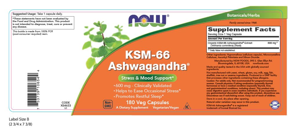 NOW Foods KSM-66 Ashwagandha Stress and Sleep Support Capsule, 180 Count
