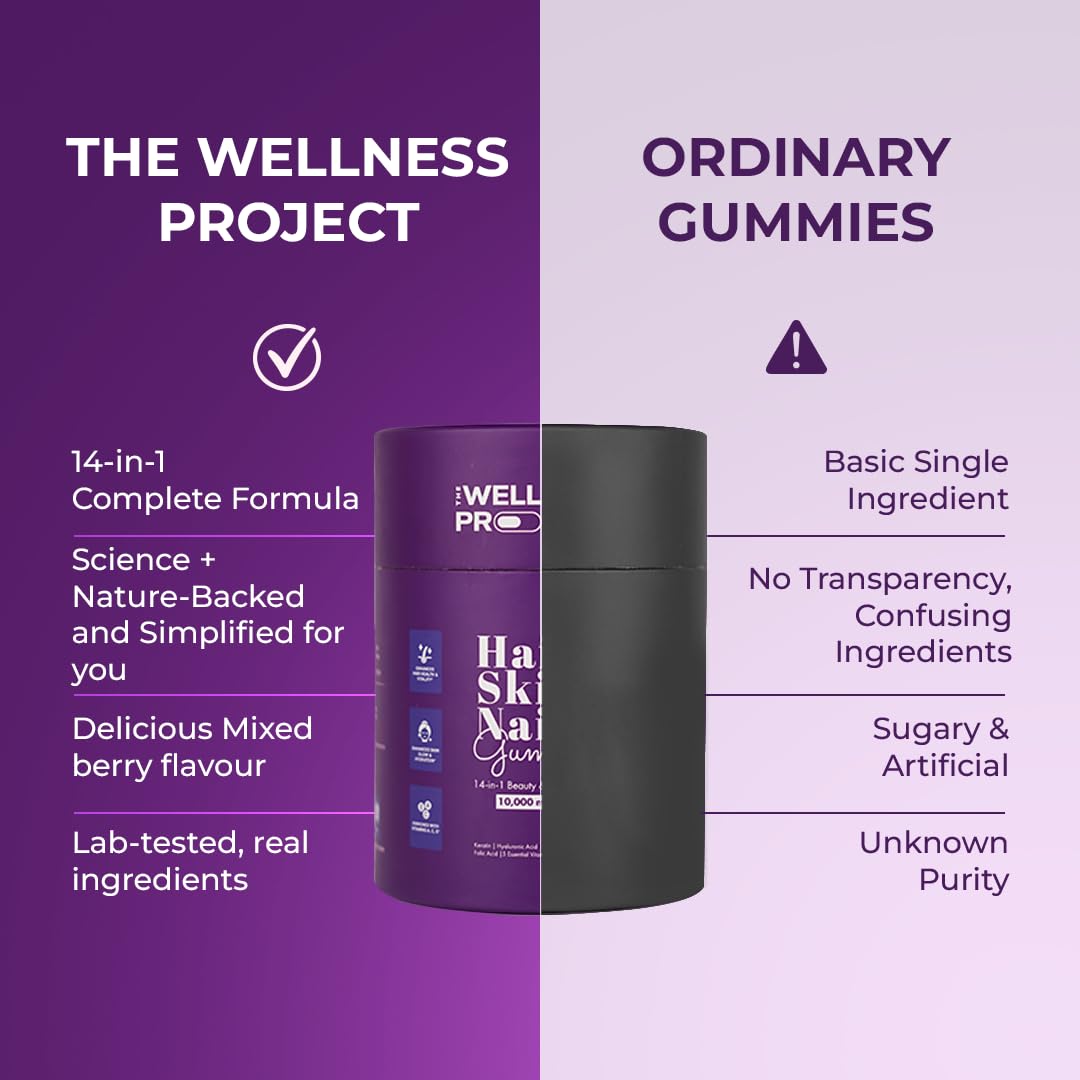 The Wellness Project 14-in-1 Hair, Skin & Nails Gummies, 60 Gummies
