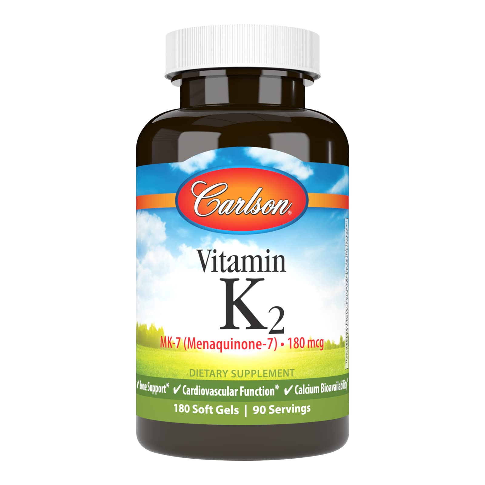 Carlson Vitamin K2 MK-7 (Menaquinone), 180 mcg, Bone Support, 180 Softgels