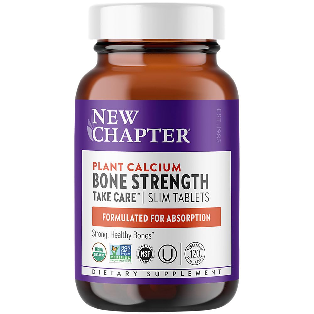 New Chapter Calcium Supplement – Bone Strength Organic Plant Calcium with Vitamin K2 + D3 + Magnesium, Vegetarian, Gluten Free, 120 Tablets