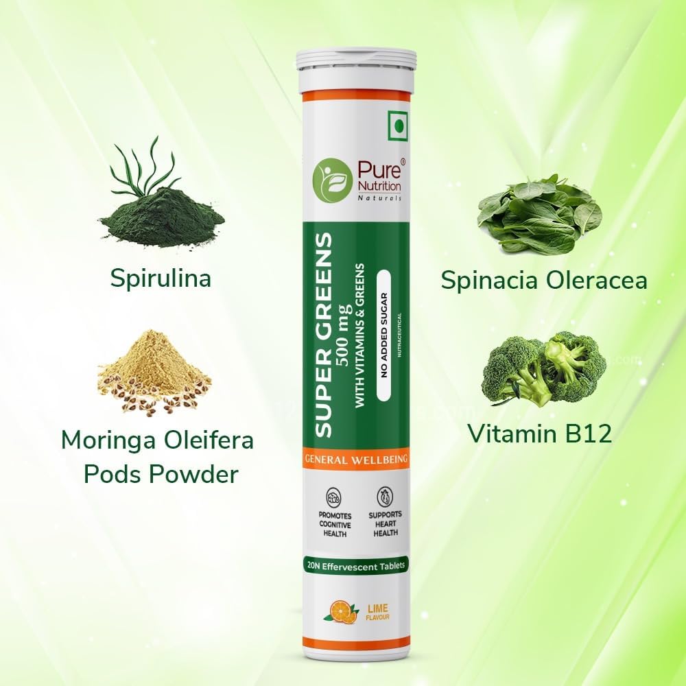 PURE NUTRITION NATURAL TREASURES Pure Nutrition Super Greens Effervescent Tablets, 40 Tablets