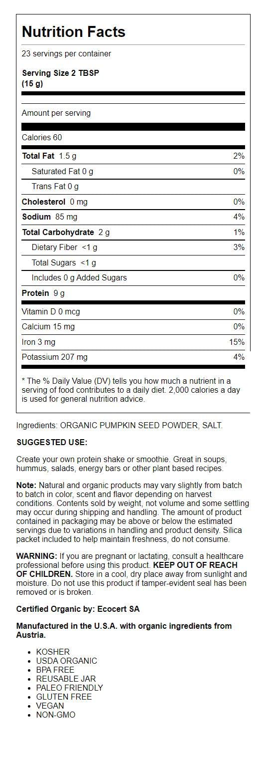 BareOrganics Pumpkin Protein Powder 12 oz