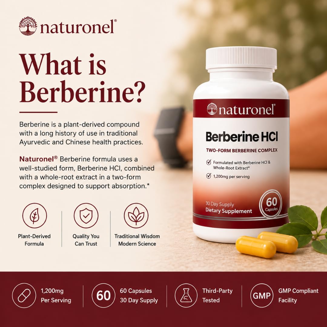 Naturonel Berberine HCl 1200mg Capsule, 60 Count