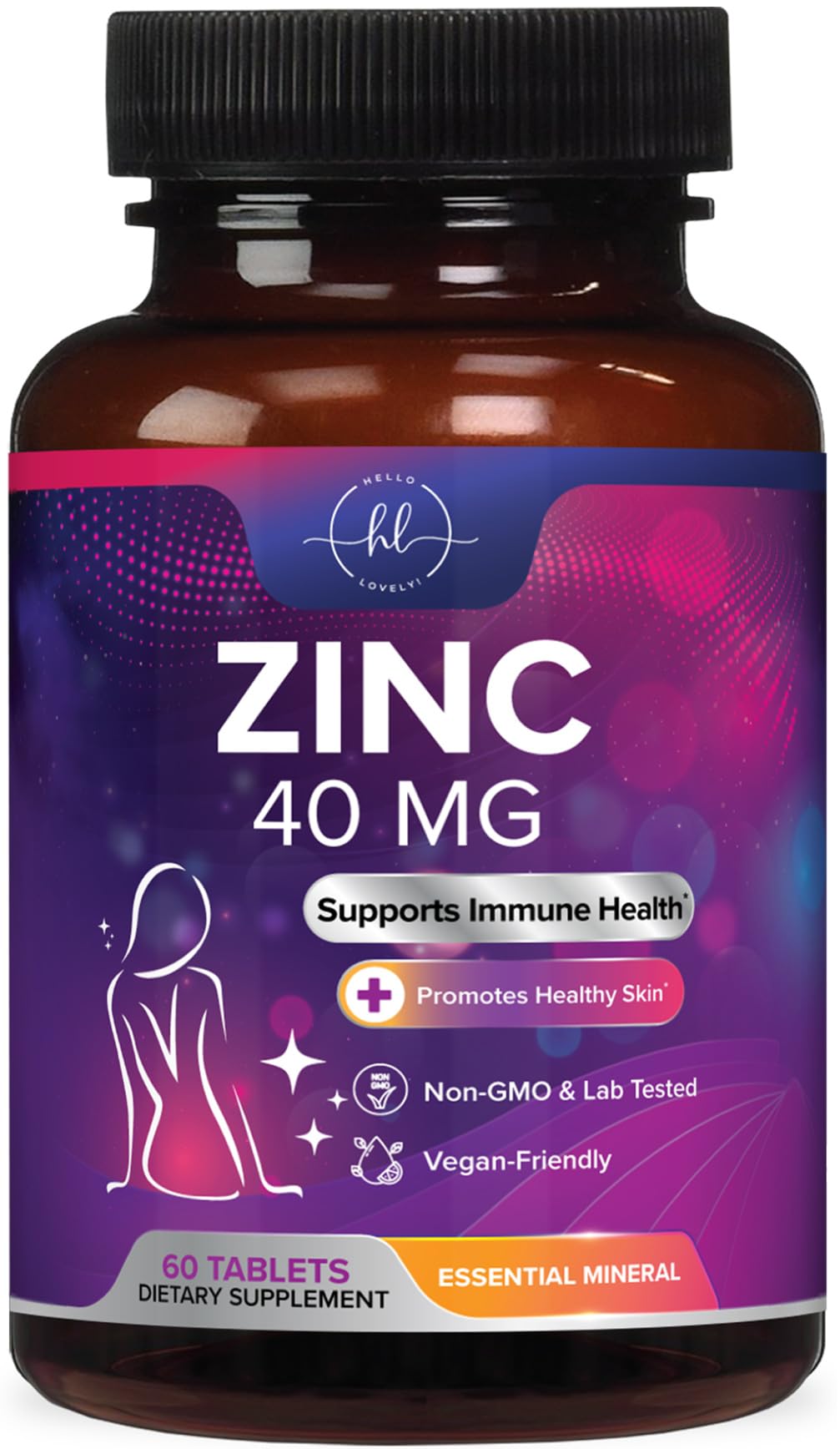 Hello Lovely! Zinc 40mg Tablets, 60 Count