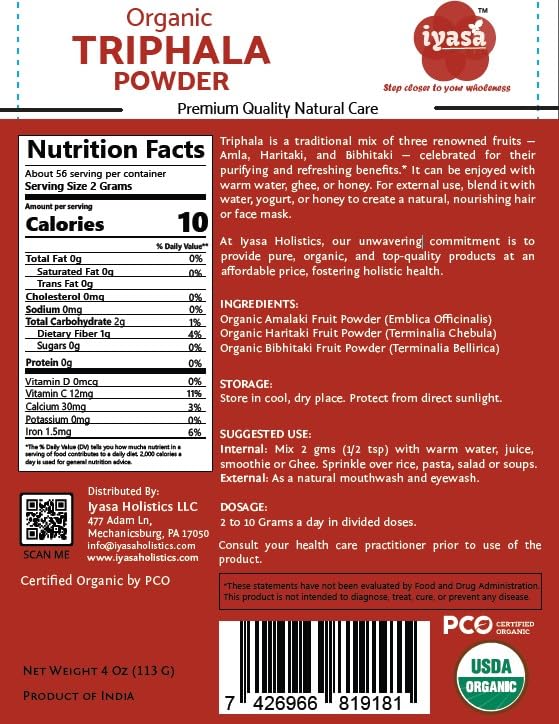 Iyasa Holistics Triphala Powder 4 oz