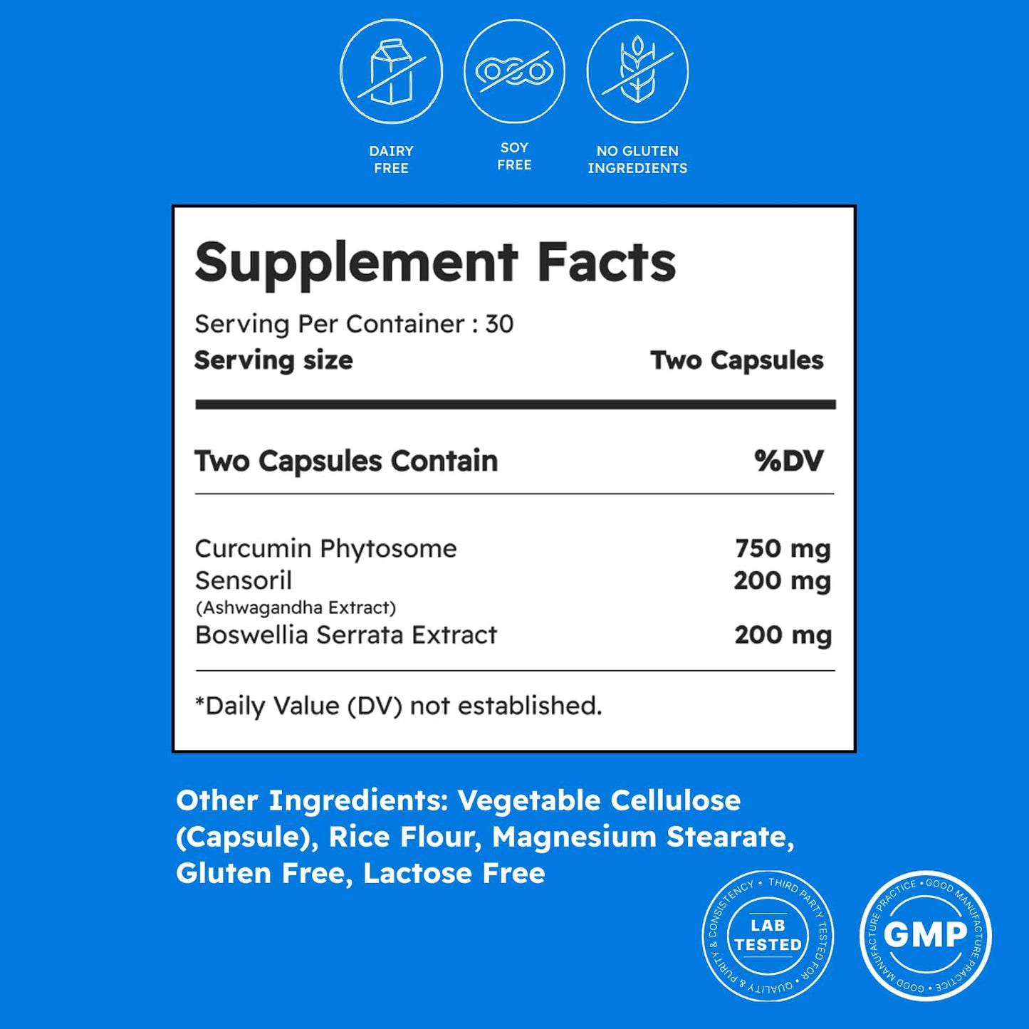 Green Life Org Premium Curcumin Phytosome 750mg Ashwagandha for Stress & Balance Sensoril & Boswellia Support for Mind & Body High Bioavailability Capsules, 60 Count