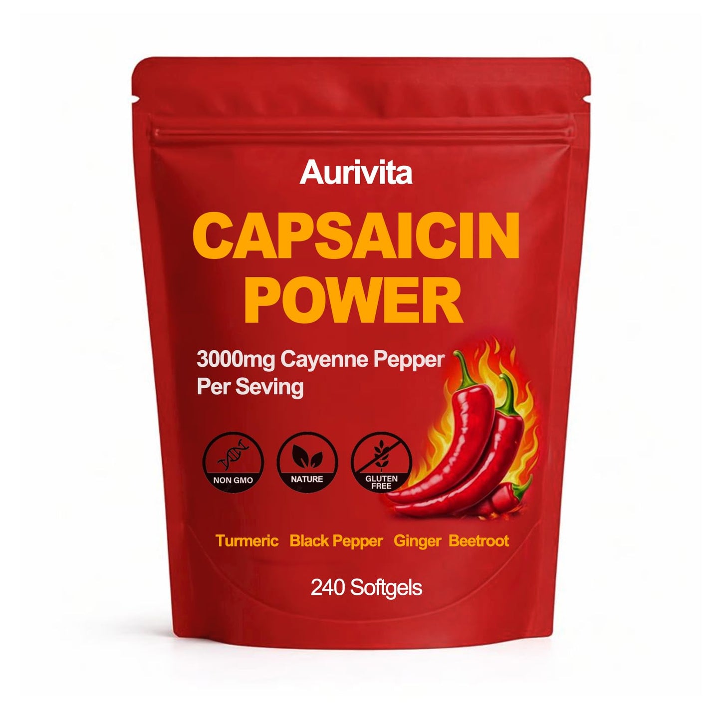 PRIMALHERBS Aurivita Capsaicin Power Cayenne Pepper Softgel 1 Count