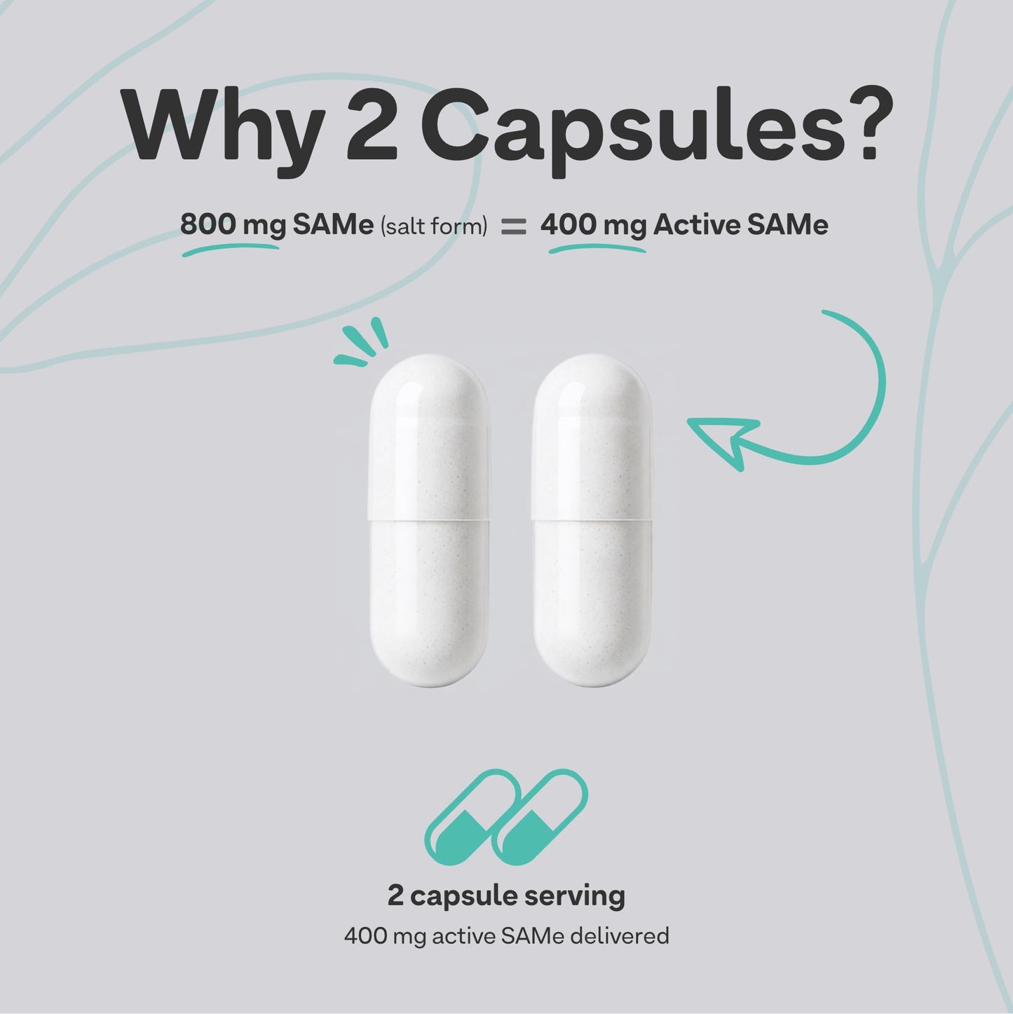 EPICVIVA SAMe 400 mg Capsule, >80% Active S,S Form, Supports Mood, Joints & Liver, 60 Count