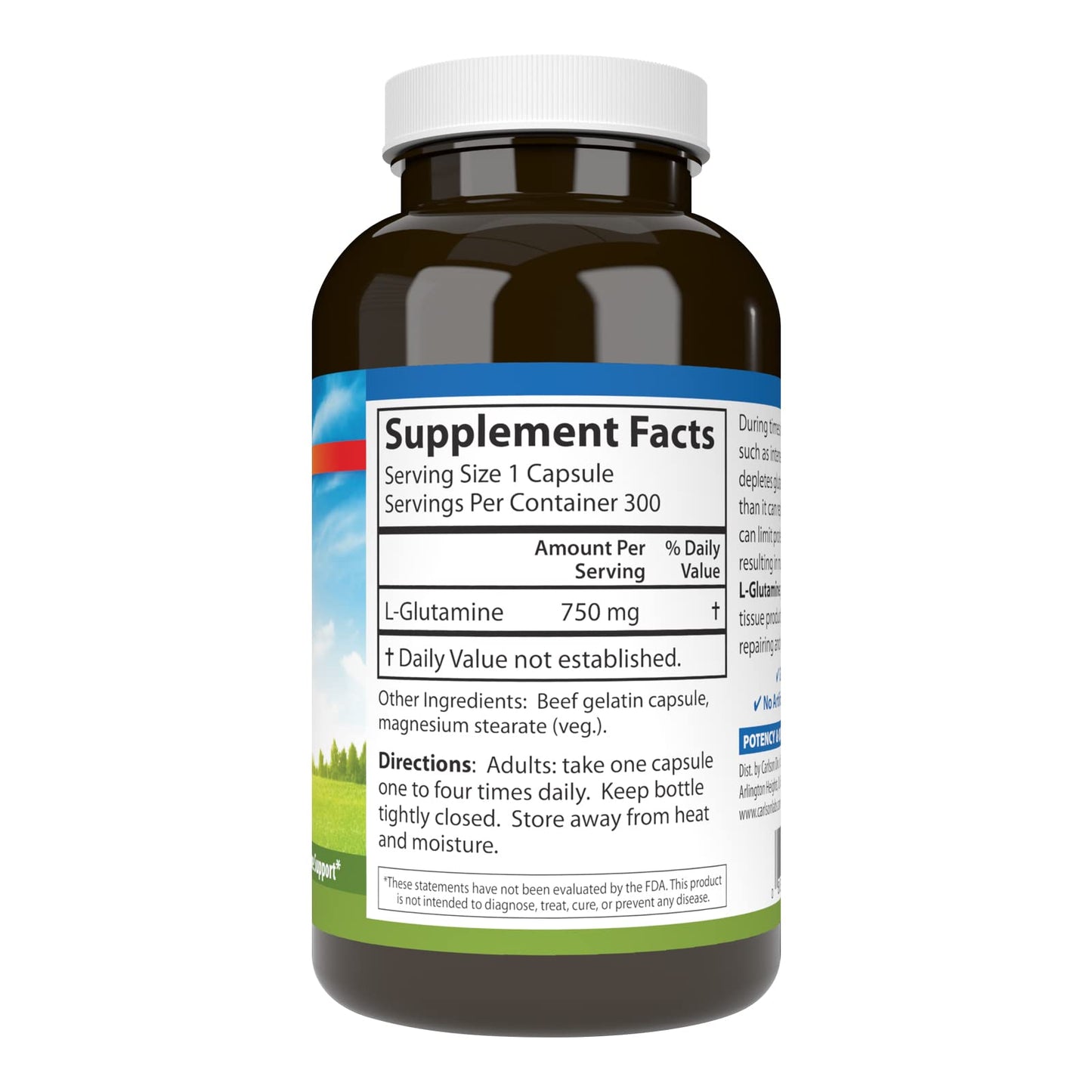 Carlson L-Glutamine Capsules, 300 Count