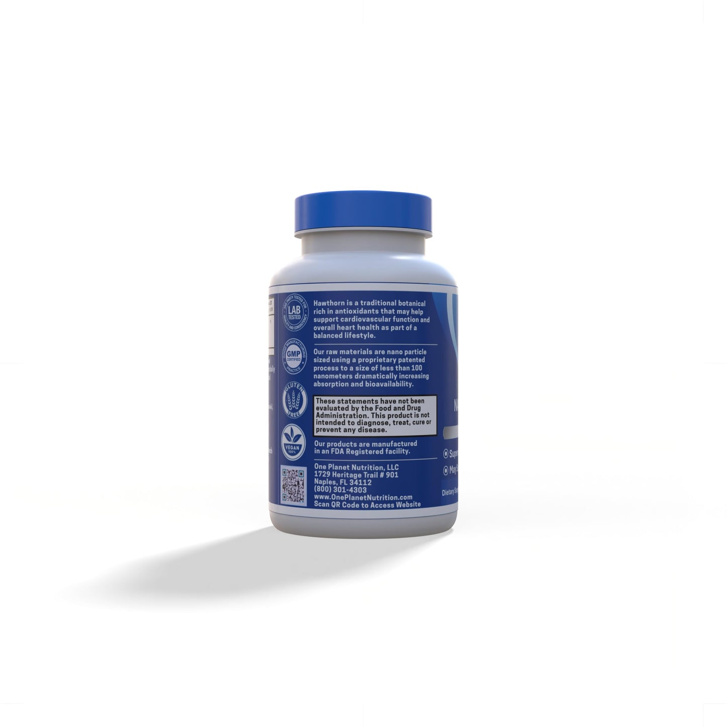 One Planet Nutrition Nano Hawthorn 500 mg Capsules 120 Count