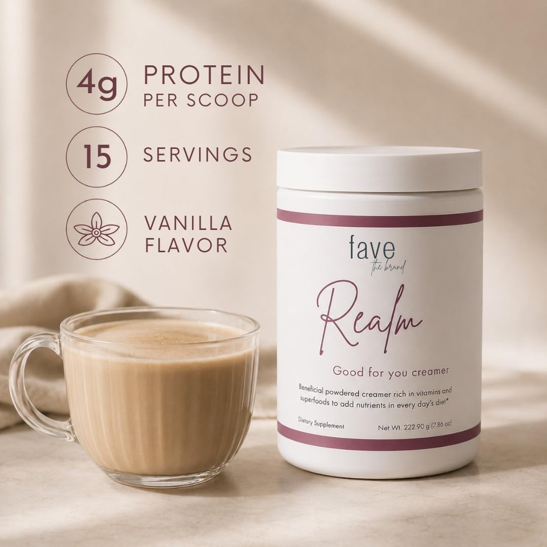 Fave the Brand Realm Functional Coffee Creamer Powder, 7.86 Ounce