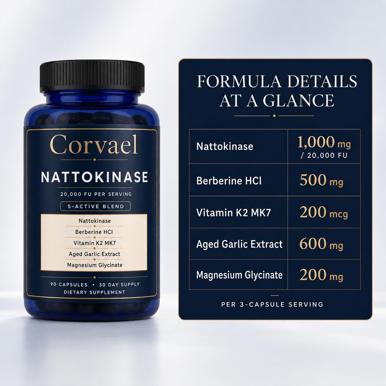 Corvael Nattokinase 20000 FU Capsule, 60 Count