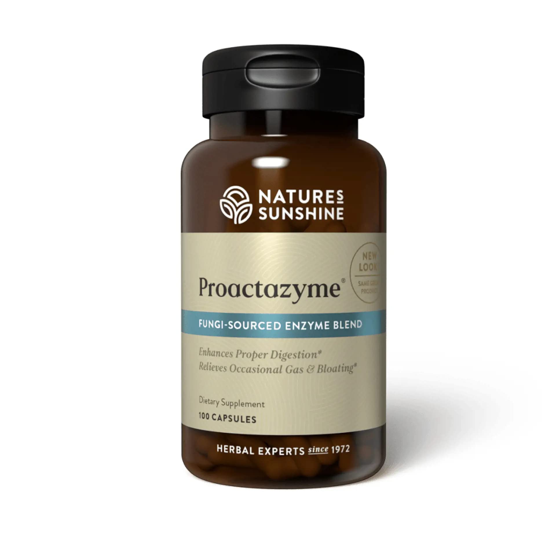 Nature's Sunshine Proactazyme Digestive Enzyme Supplement – Plant-Sourced, Fungi-Based Enzyme Blend, Supports Digestion of Most Food Types, 100 Capsules