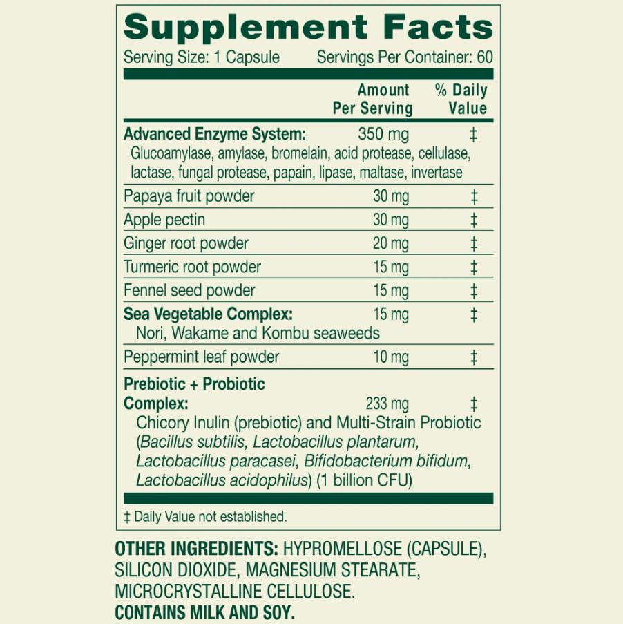 Generic Advanced Papaya, Ginger Root, Turmeric, Fennel Seed, Peppermint Leaf, Apple Pectin Powder, 60 Capsules