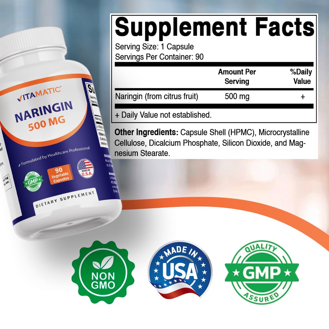 Vitamatic Naringin 500 mg Capsule, 90 Capsules