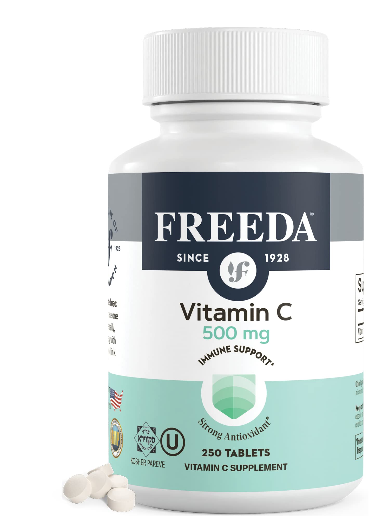 FREEDA Vegan Vitamin C 500mg Tablet, 250 Count