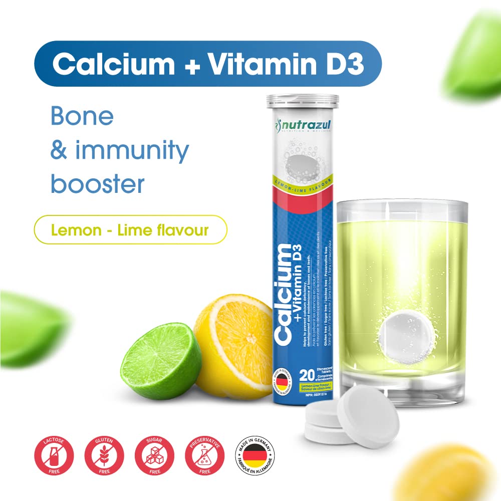 Nutrazul Calcium + Vitamin D3 Effervescent Tablets, 60 Tablets