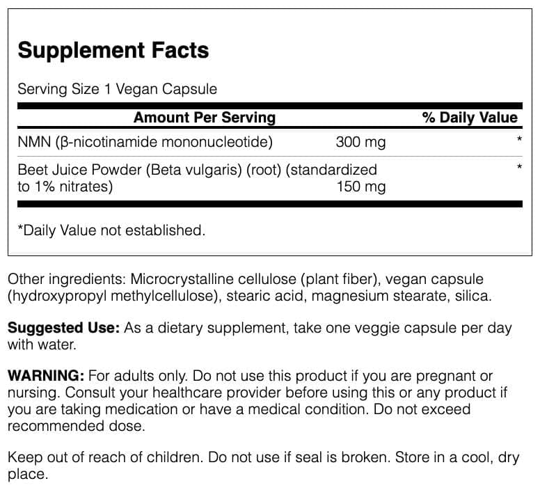 Swanson NMN + Beet Root Complex Capsules, 30 Count