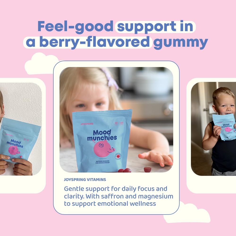 JoySpring Mood Munchies Saffron Gummies for Kids 4+ 60 Gummies
