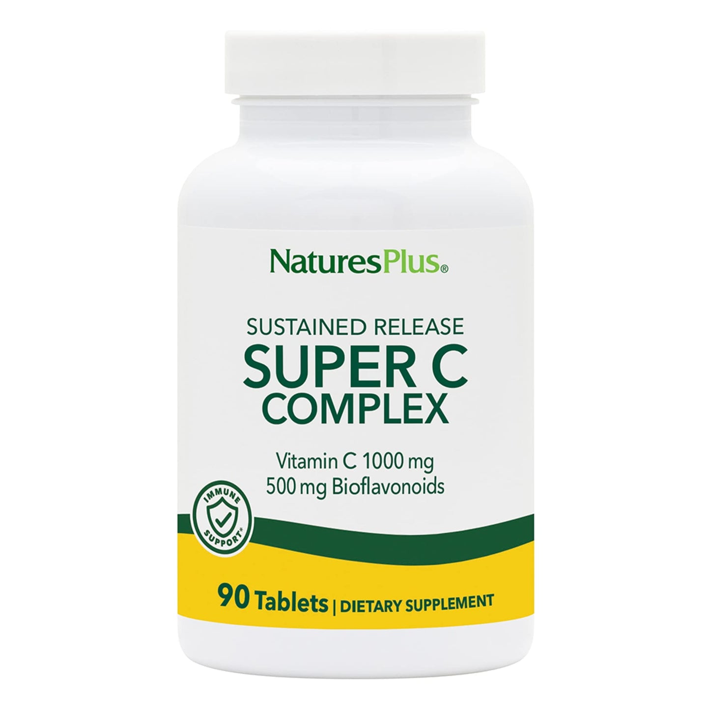 NaturesPlus Super C Complex Sustained Release Tablets - 90 Tablets, 1000mg Vitamin C + 500mg Bioflavonoids